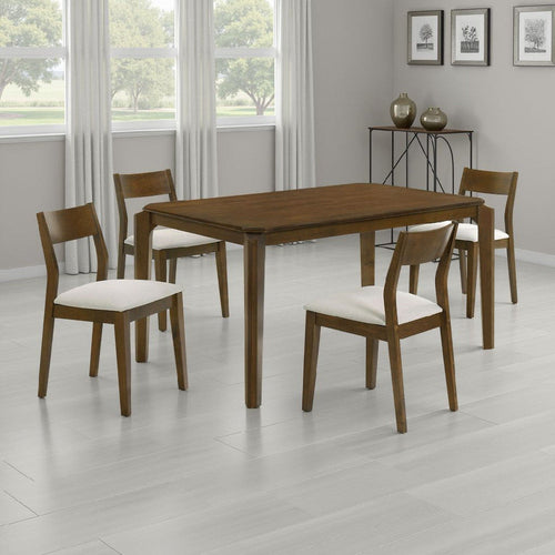 Montena 5pc Dining Table & 4 Chair Set | Beige | Dark Brown