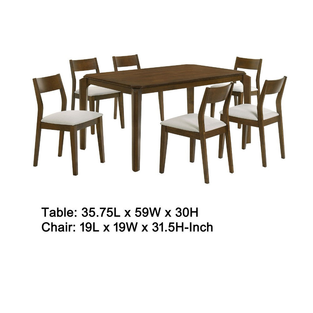 Montena 7pc Dining Table & 6 Chair Set | Beige | Dark Brown BM337971