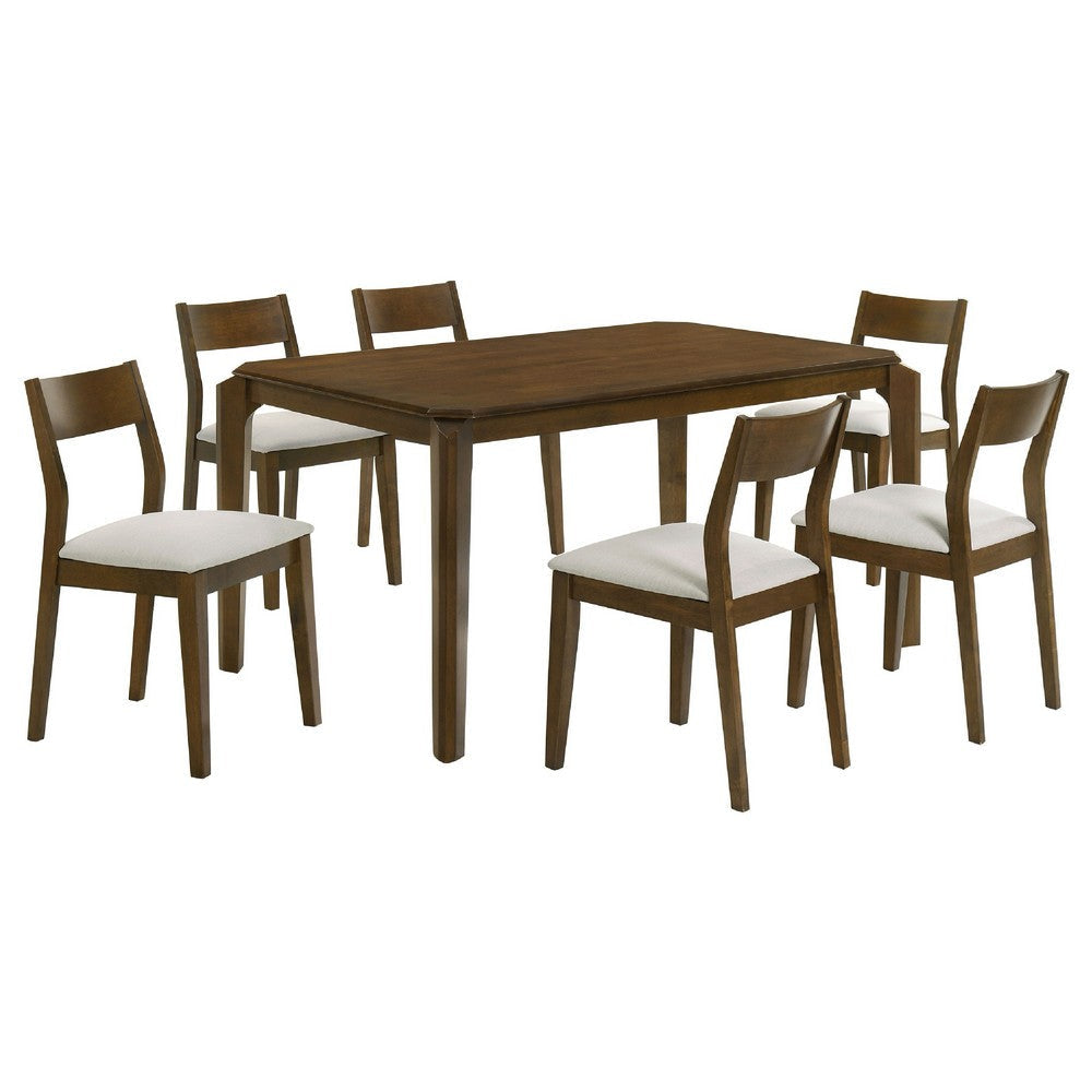 Montena 7pc Dining Table & 6 Chair Set | Beige | Dark Brown