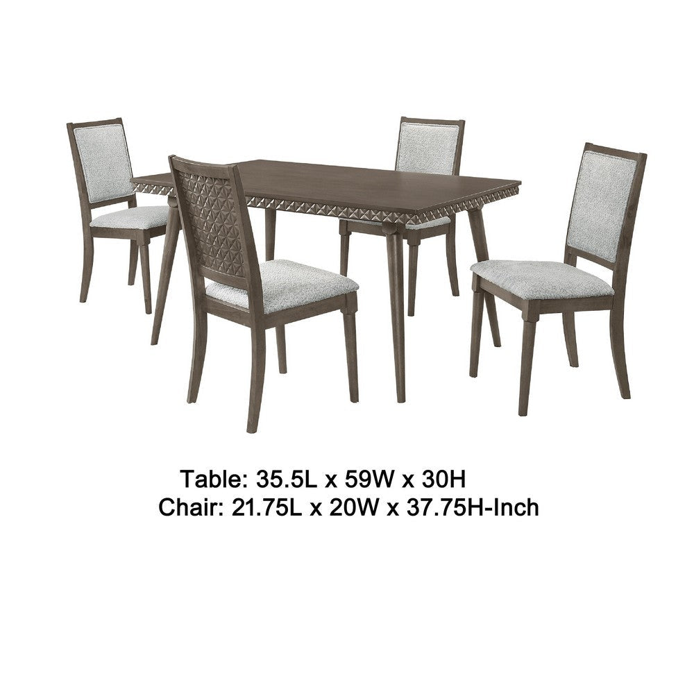 Nolan 5pc Dining Table & 4 Chair Set | Walnut Brown Molded Trim BM337972