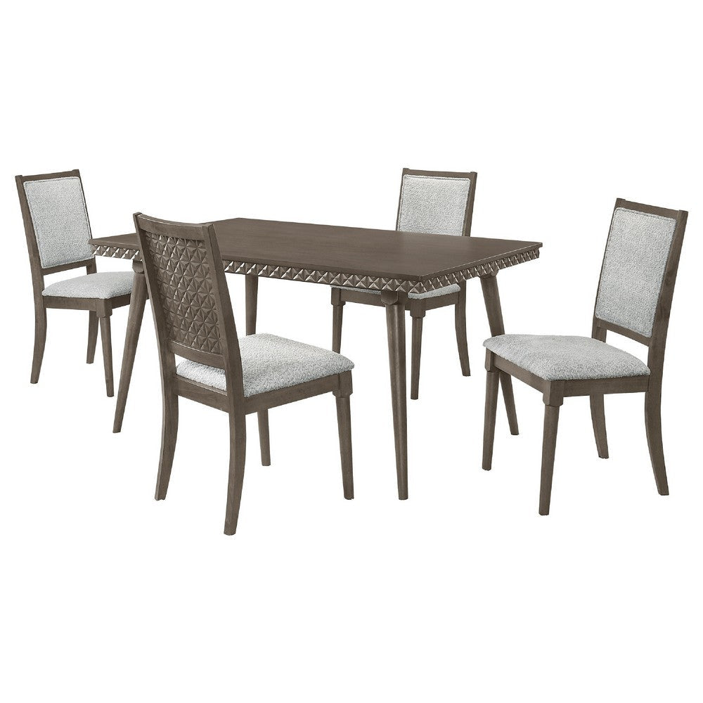 Nolan 5pc Dining Table & 4 Chair Set | Walnut Brown Molded Trim