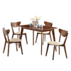 Kosy Dining Table and 4 Chairs Set | Chestnut Brown | Tan Faux Leather BM337973