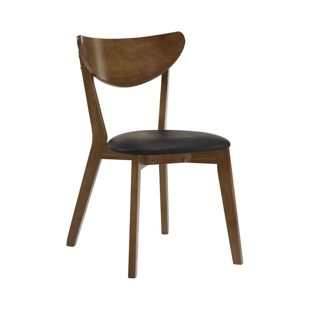 Josy Extendable Dining Table n 4 Chair Set | Brown Black Faux Leather BM337974