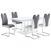 Bosy 5pc Dining Table & 4 Chair Set | White Gloss | Faux Leather