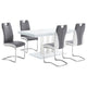 Bosy 5pc Dining Table & 4 Chair Set | White Gloss | Faux Leather