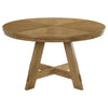 Danie 5pc Round Dining Table Set | Oak Brown Hardwood | 4 Beige Chairs BM337977