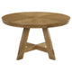 Danie 5pc Round Dining Table Set | Oak Brown Hardwood | 4 Beige Chairs BM337977