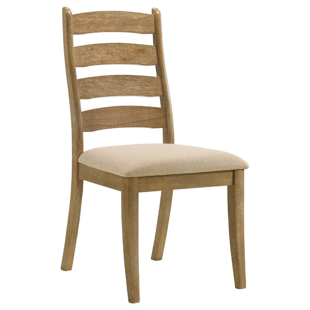 Danie 5pc Round Dining Table Set | Oak Brown Hardwood | 4 Beige Chairs BM337977