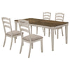 Rina 5pc Dining Table Set | Dark Brown Wood | 4 Khaki Polyester Chairs