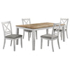 Hoa 5pc Dining Table Set | Natural Brown & White Wood | 4 Side Chairs