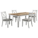 Hoa 5pc Dining Table Set | Natural Brown & White Wood | 4 Side Chairs