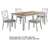Hoa 5pc Dining Table Set | Natural Brown & White Wood | 4 Side Chairs BM337980