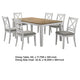 Hoa 7pc Dining Table Set | Natural Brown & White Wood | 6 Side Chairs BM337981
