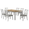 Hoa 7pc Dining Table Set | Natural Brown & White Wood | 6 Side Chairs