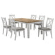 Hoa 7pc Dining Table Set | Natural Brown & White Wood | 6 Side Chairs