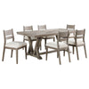 Elia 7pc Dining Table Set | Coastal Gray Hardwood | 6 Ivory White Chairs