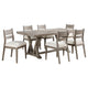 Elia 7pc Dining Table Set | Coastal Gray Hardwood | 6 Ivory White Chairs