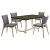 Loxy 5pc Dining Table Set | Dark Brown Wood Top | White | 4 Side Chairs