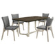 Loxy 5pc Dining Table Set | Dark Brown Wood Top | White | 4 Side Chairs