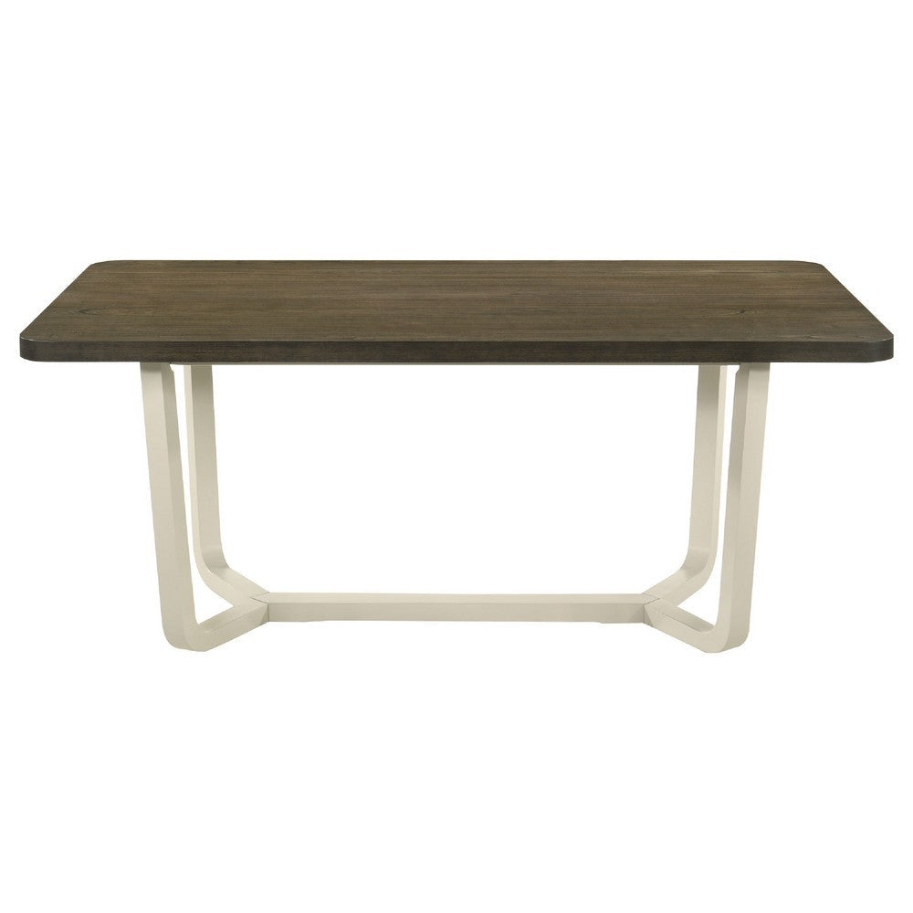 Loxy 7pc Dining Table Set | Dark Brown Wood Top | White | 6 Side Chairs BM337989