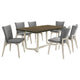 Loxy 7pc Dining Table Set | Dark Brown Wood Top | White | 6 Side Chairs