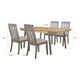 Nisa 7pc Dining Table Set | Natural Brown Wood | 6 Coastal Gray Chairs BM337991