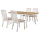 Nisa 5pc Dining Table Set | Natural Brown Wood & Off White | 4 Chairs