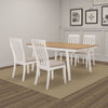 Nisa 5pc Dining Table Set | Natural Brown Wood & Off White | 4 Chairs