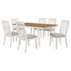 Nisa 7pc Dining Table Set | Natural Brown Wood & Off White | 6 Chairs