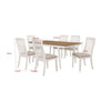 Nisa 7pc Dining Table Set | Natural Brown Wood & Off White | 6 Chairs BM337993