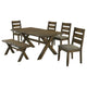 Siny 6pc Dining Table Set | Nutmeg Brown Finish | 4 Padded Chairs | 1 Bench