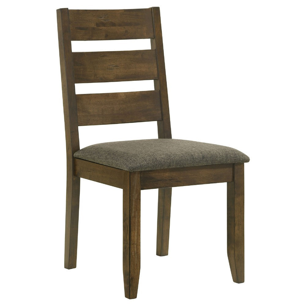Siny 7pc Dining Table Set | Nutmeg Brown Finish | 6 Padded Side Chairs BM337996