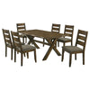 Siny 7pc Dining Table Set | Nutmeg Brown Finish | 6 Padded Side Chairs