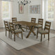 Siny 7pc Dining Table Set | Nutmeg Brown Finish | 6 Padded Side Chairs