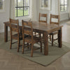 Caly 5pc Dining Table Set | Golden Brown | 4 Side Chairs | Beige Seats