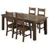 Caly 5pc Dining Table Set | Golden Brown | 4 Side Chairs | Beige Seats