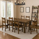 Caly 7pc Dining Table Set | Golden Brown | 6 Side Chairs | Beige Seats