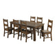 Caly 7pc Dining Table Set | Golden Brown | 6 Side Chairs | Beige Seats