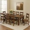 Caly 9pc Dining Table Set | Golden Brown | 8 Side Chairs | Beige Seats