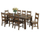 Caly 9pc Dining Table Set | Golden Brown | 8 Side Chairs | Beige Seats
