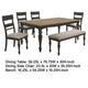 Brad 6pc Dining Table Set | Brushed Hardwood | 4 Chairs & Bench | Light Brown BM338003