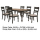 Brad 7pc Dining Table Set | Brushed Hardwood Top | 6 Chairs Light Brown Seats BM338004