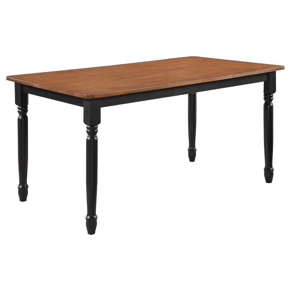 Halie 5pc Dining Table Set | Walnut Brown Wood | 4 Spindle Back Chairs BM338005
