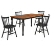 Halie 5pc Dining Table Set | Walnut Brown Wood | 4 Spindle Back Chairs