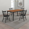 Halie 5pc Dining Table Set | Walnut Brown Wood | 4 Spindle Back Chairs