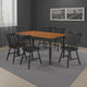 Halie 7pc Dining Table Set | Walnut Brown Wood | 6 Spindle Back Chairs
