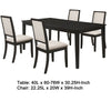 Lela 5pc Extendable Dining Table and 4 Chair Set | Black and Ivory BM338011