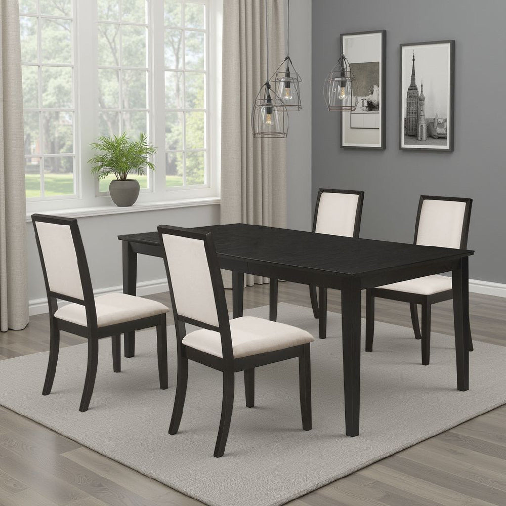 Lela 5pc Extendable Dining Table and 4 Chair Set | Black and Ivory