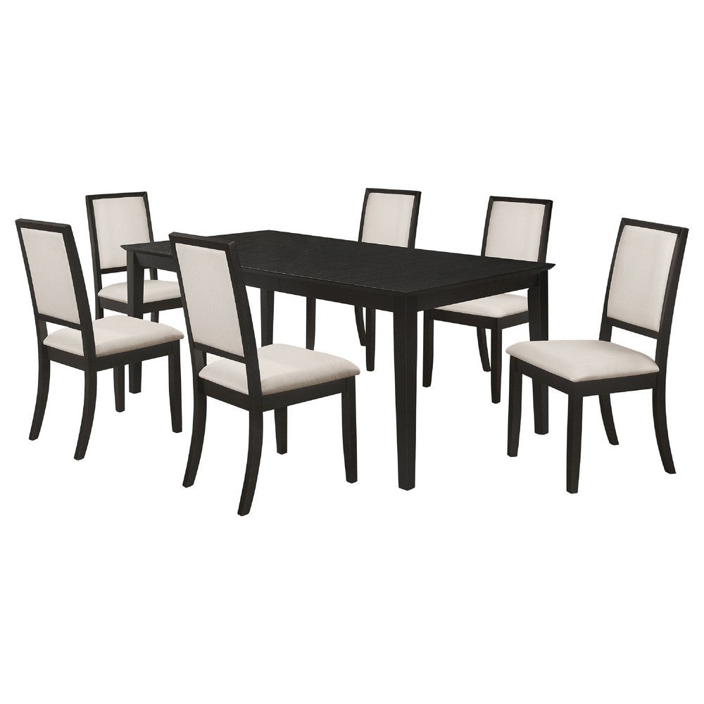 Lela 7pc Extendable Dining Table and 6 Chair Set | Black and Ivory