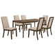 Wela 7pc Dining Table Set with 6 Latte Twill Chairs | Walnut Brown